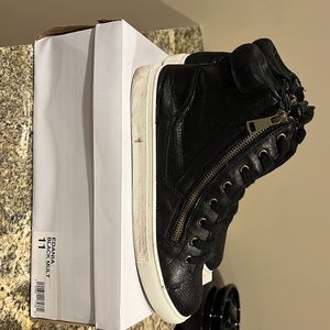 Steve Madden Edania Womens Black High Top Double Zip Lace Up Shoes Size 11